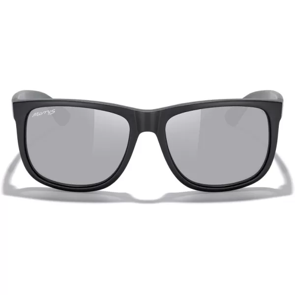 MERRYS Mens Rectangular Polarized Sunglasses UV400 Protection for Driving Fishing Hiking Golf Outdoor Sport Glasses S8165Matte Black FrameSilver Mirror Lens