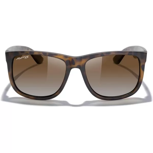 MERRYS Mens Rectangular Polarized Sunglasses UV400 Protection for Driving Fishing Hiking Golf Outdoor Sport Glasses S8165Matte Leopard FrameBrown Gradient Lens