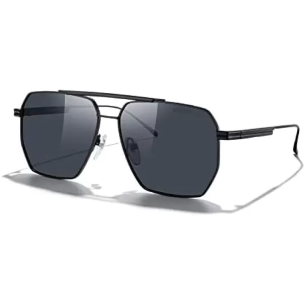 MERRYS Oversized Polarized Square Sunglasses for Women Men Vintage Retro Shades UV400 Classic Large Metal Sun GlassesBlack FrameBlack Lens