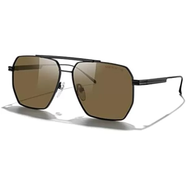 MERRYS Oversized Polarized Square Sunglasses for Women Men Vintage Retro Shades UV400 Classic Large Metal Sun GlassesBlack FrameBrown Lens
