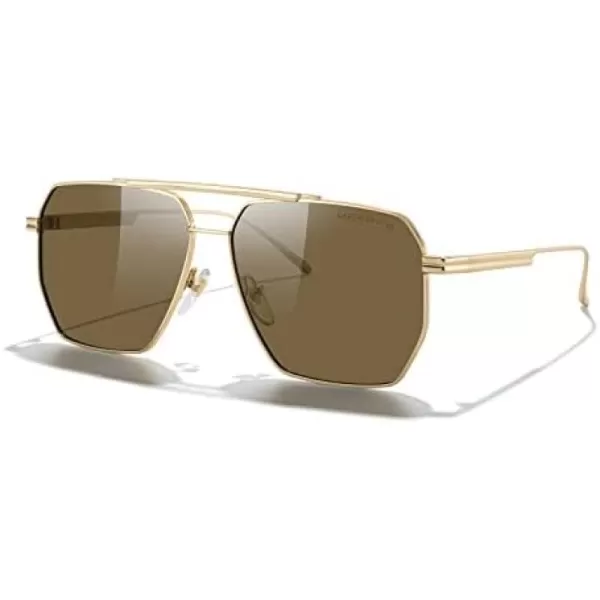 MERRYS Oversized Polarized Square Sunglasses for Women Men Vintage Retro Shades UV400 Classic Large Metal Sun GlassesGold FrameBrown Lens