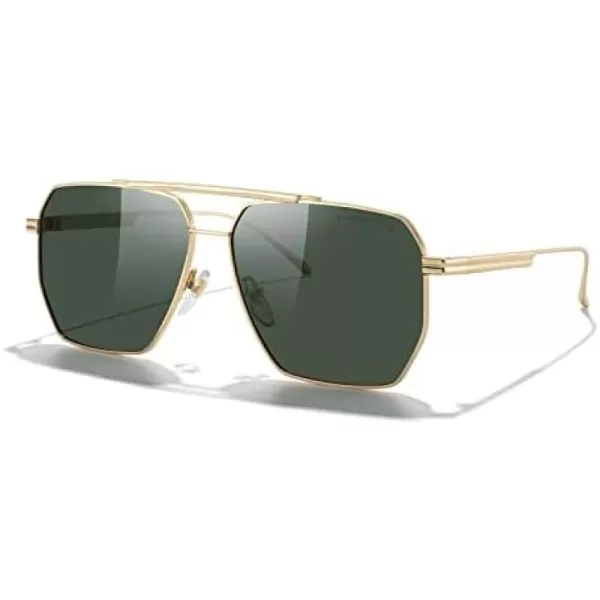 MERRYS Oversized Polarized Square Sunglasses for Women Men Vintage Retro Shades UV400 Classic Large Metal Sun GlassesGold FrameG15 Lens