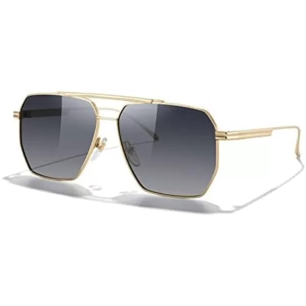 MERRYS Oversized Polarized Square Sunglasses for Women Men Vintage Retro Shades UV400 Classic Large Metal Sun GlassesGold FrameGray Gradient Lens