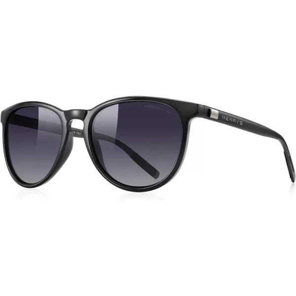 MERRYS Polarized Sunglasses for Women Men Vintage Retro Classic Round Frame Aluminum Legs S8288Black FrameBlack Gradient LensBlack Temples
