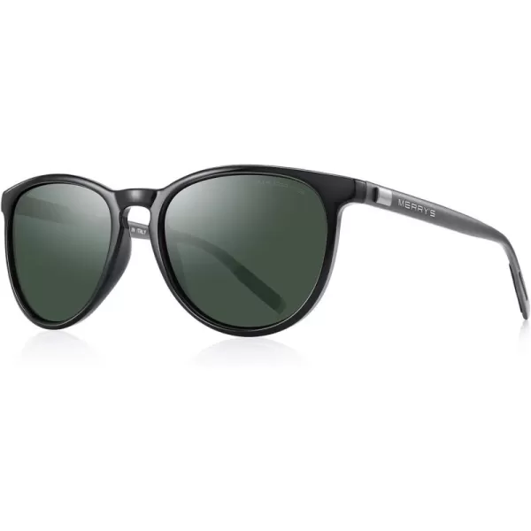 MERRYS Polarized Sunglasses for Women Men Vintage Retro Classic Round Frame Aluminum Legs S8288Black FrameG15 LensGrey Temples
