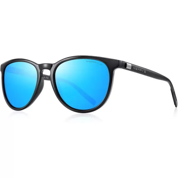 MERRYS Polarized Sunglasses for Women Men Vintage Retro Classic Round Frame Aluminum Legs S8288Blue