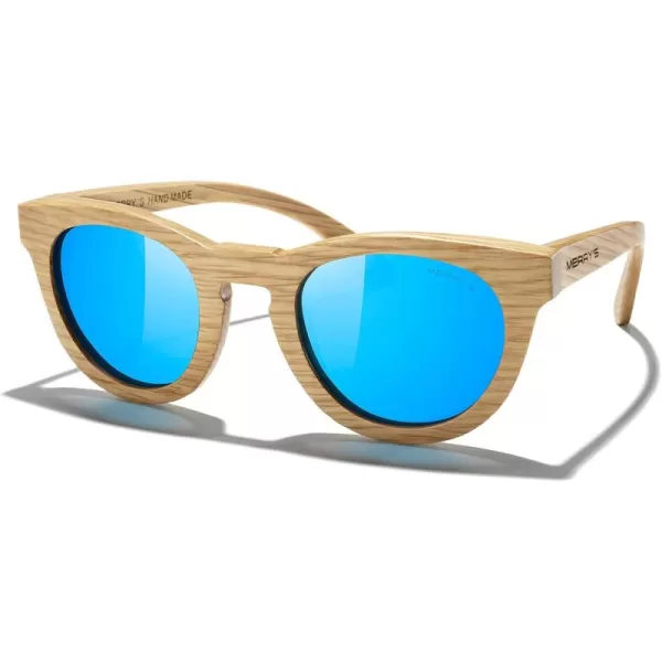 MERRYS Polarized Wooden Coated Floating Sunglasses MensWomens vintage Eyewear S5268Blue
