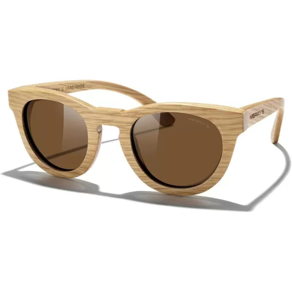 MERRYS Polarized Wooden Coated Floating Sunglasses MensWomens vintage Eyewear S5268Brown