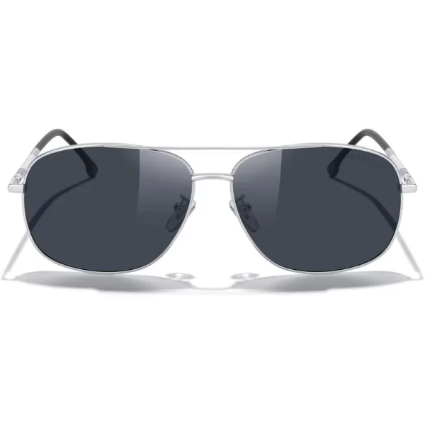 MERRYS Rectangular Polarized Sunglasses for Men Classic Driving Shades UV400 ProtectionSilver FrameBlack Lens