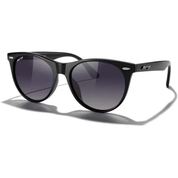 MERRYS Retro Round Polarized Sunglasses for Women Fashion Trendy Shades S6185Black FrameBlack Gradient Polarized Lens