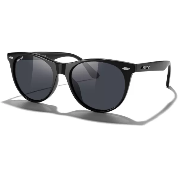MERRYS Retro Round Polarized Sunglasses for Women Fashion Trendy Shades S6185Black FrameBlack Polarized Lens