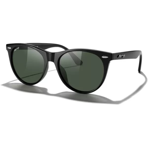 MERRYS Retro Round Polarized Sunglasses for Women Fashion Trendy Shades S6185Black FrameGreen Polarized Lens