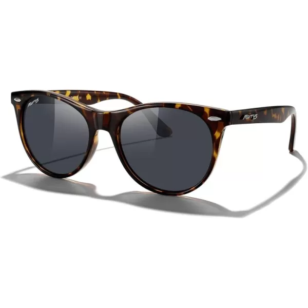 MERRYS Retro Round Polarized Sunglasses for Women Fashion Trendy Shades S6185Leopard FrameBlack Polarized Lens