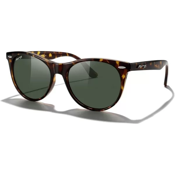 MERRYS Retro Round Polarized Sunglasses for Women Fashion Trendy Shades S6185Leopard FrameGreen Polarized Lens