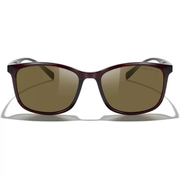 MERRYS Square Polarized Sunglasses for Men Women Ultralight Shades Driving Fishing Golf UV400 S8668Brown FrameBrown LensRed Temples