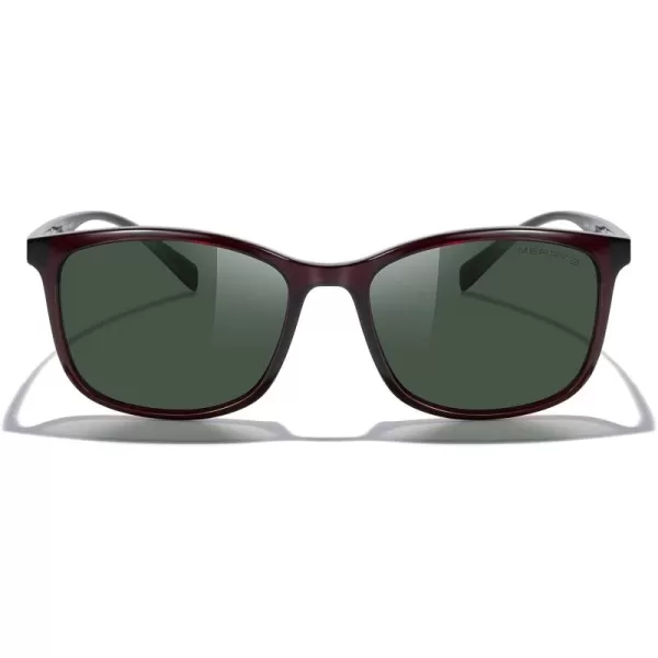MERRYS Square Polarized Sunglasses for Men Women Ultralight Shades Driving Fishing Golf UV400 S8668Brown FrameG15 LensRed Temples