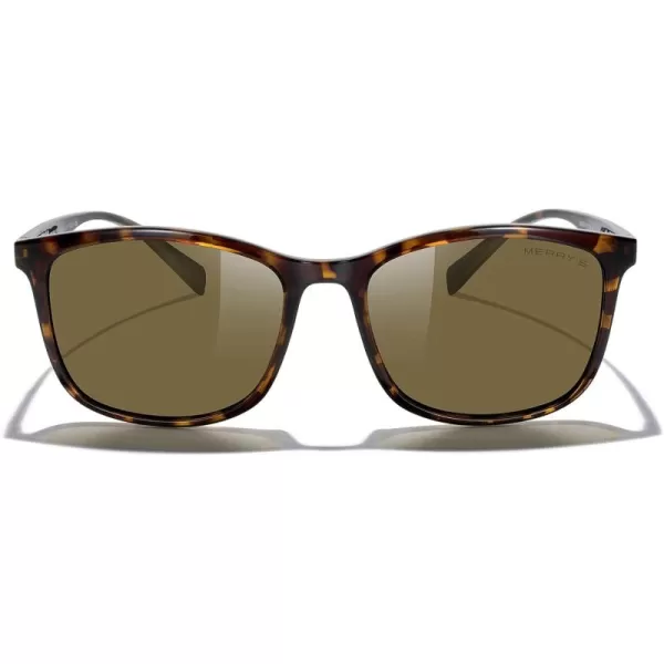 MERRYS Square Polarized Sunglasses for Men Women Ultralight Shades Driving Fishing Golf UV400 S8668Leopard FrameBrown LensRed Temples