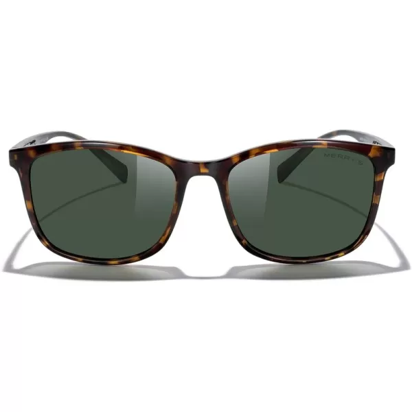 MERRYS Square Polarized Sunglasses for Men Women Ultralight Shades Driving Fishing Golf UV400 S8668Leopard FrameG15 LensRed Temples