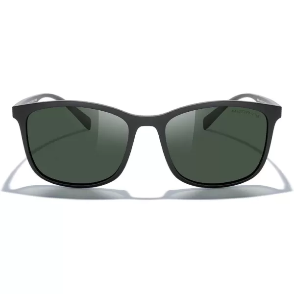 MERRYS Square Polarized Sunglasses for Men Women Ultralight Shades Driving Fishing Golf UV400 S8668Matte Black FrameG15 LensRed Temples