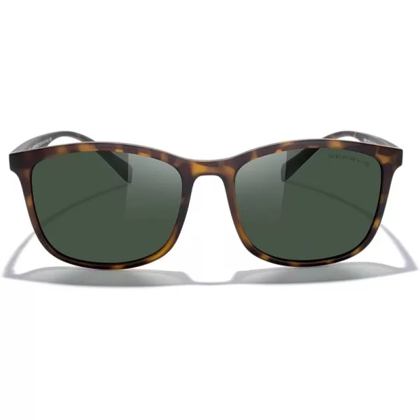 MERRYS Square Polarized Sunglasses for Men Women Ultralight Shades Driving Fishing Golf UV400 S8668Matte Leopard FrameG15 LensRed Temples