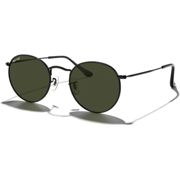 MERRYS Trendy Round Metal Polarized Sunglasses for Women and Men Retro Classic Vintage Shades S6447Black FrameG15 Lens