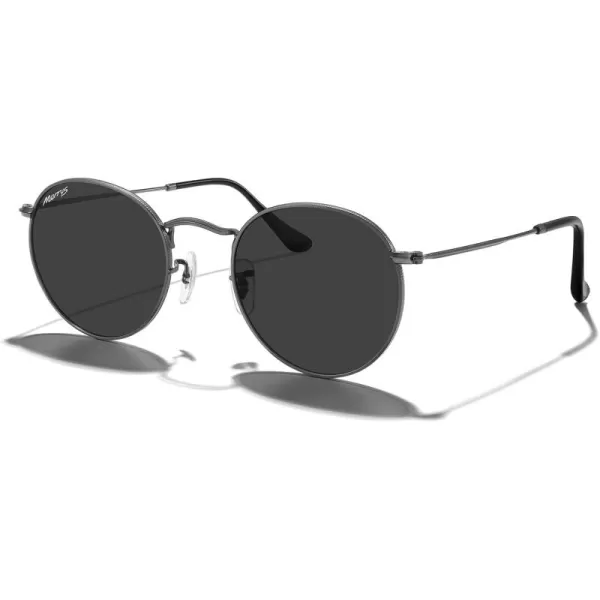 MERRYS Trendy Round Metal Polarized Sunglasses for Women and Men Retro Classic Vintage Shades S6447Gunmetal FrameBlack Lens