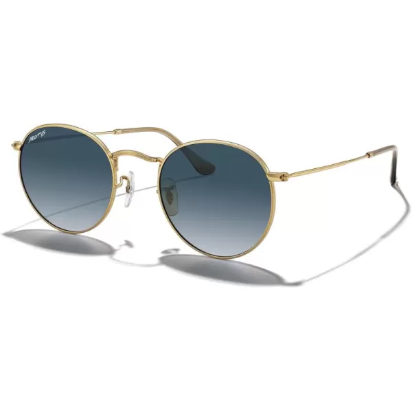MERRYS Trendy Round Metal Polarized Sunglasses for Women and Men Retro Classic Vintage Shades S6447Polished Gold FrameBlue Gradient Lens