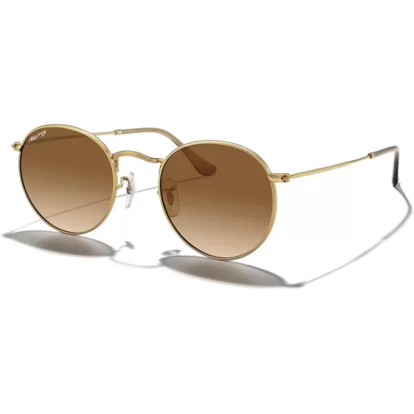 MERRYS Trendy Round Metal Polarized Sunglasses for Women and Men Retro Classic Vintage Shades S6447Polished Gold FrameBrown Gradient Lens