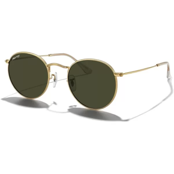 MERRYS Trendy Round Metal Polarized Sunglasses for Women and Men Retro Classic Vintage Shades S6447Polished Gold FrameG15 Lens
