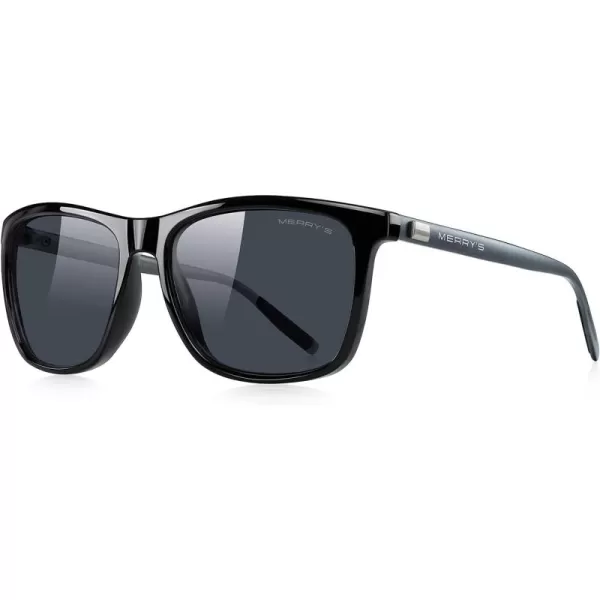 MERRYS Unisex Polarized Aluminum Sunglasses Vintage Sun Glasses For MenWomen S82860c01 Black FrameBlack LensGrey Temples