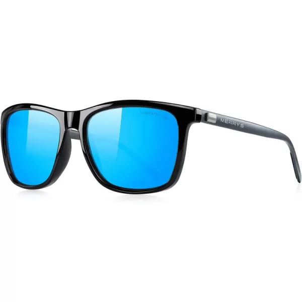 MERRYS Unisex Polarized Aluminum Sunglasses Vintage Sun Glasses For MenWomen S82860c02 Black FrameBlue Mirror LensGrey Temples
