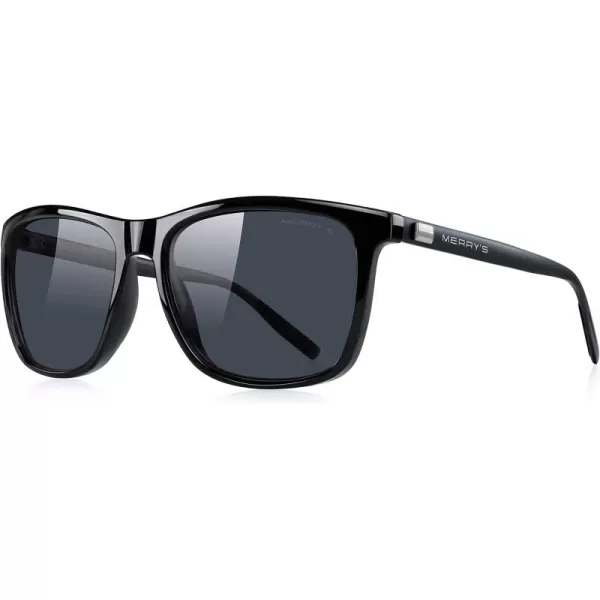 MERRYS Unisex Polarized Aluminum Sunglasses Vintage Sun Glasses For MenWomen S8286Black FrameBlack LensBlack Temples