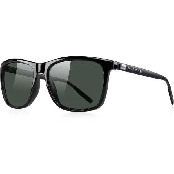 MERRYS Unisex Polarized Aluminum Sunglasses Vintage Sun Glasses For MenWomen S8286Black FrameG15 LensBlack Temples