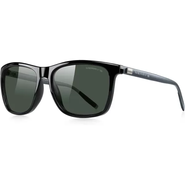 MERRYS Unisex Polarized Aluminum Sunglasses Vintage Sun Glasses For MenWomen S8286Black FrameG15 LensGrey Temples