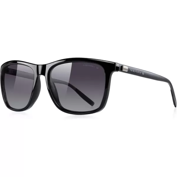 MERRYS Unisex Polarized Aluminum Sunglasses Vintage Sun Glasses For MenWomen S8286Black FrameGray Gradient LensBlack Temples