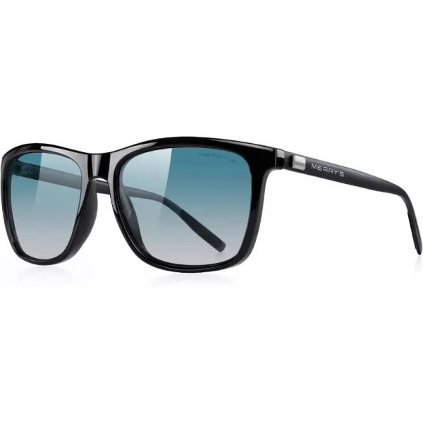 MERRYS Unisex Polarized Aluminum Sunglasses Vintage Sun Glasses For MenWomen S8286Black FrameGreen Gradient LensBlack Temples
