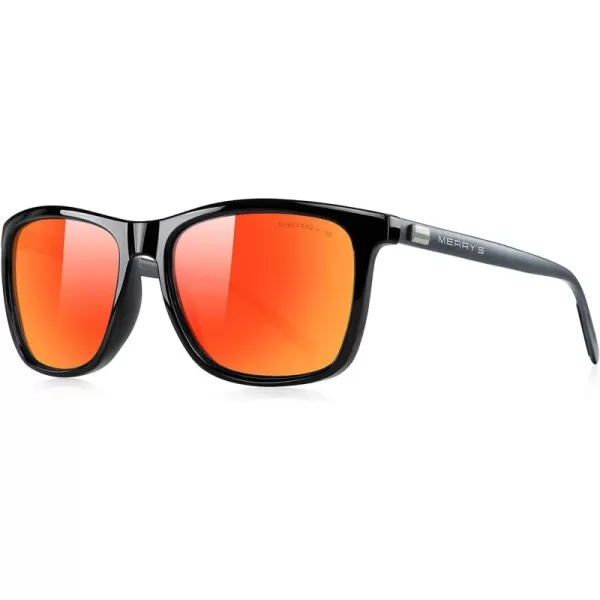 MERRYS Unisex Polarized Aluminum Sunglasses Vintage Sun Glasses For MenWomen S8286Black FrameRed Mirror LensGrey Temples