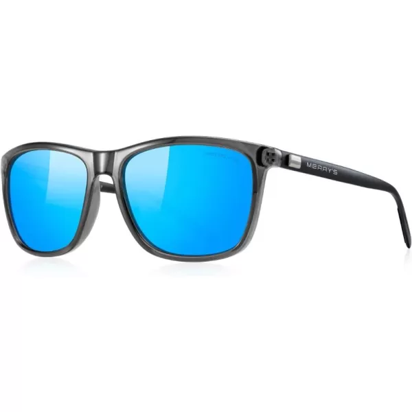 MERRYS Unisex Polarized Aluminum Sunglasses Vintage Sun Glasses For MenWomen S8286Drak Grey FrameBlue Mirror LensBlack Temples
