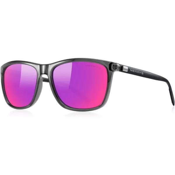 MERRYS Unisex Polarized Aluminum Sunglasses Vintage Sun Glasses For MenWomen S8286Drak Grey FrameRed Purple Mirror LensBlack Temples