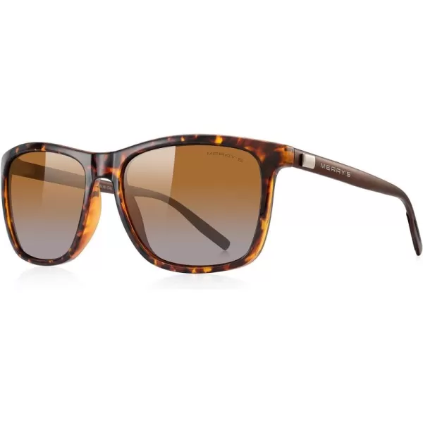 MERRYS Unisex Polarized Aluminum Sunglasses Vintage Sun Glasses For MenWomen S8286Leopard FrameBrown Gradient LensBrown Temples