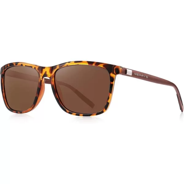 MERRYS Unisex Polarized Aluminum Sunglasses Vintage Sun Glasses For MenWomen S8286Leopard FrameBrown LensBrown Temples