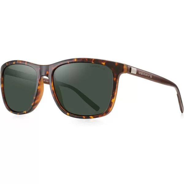 MERRYS Unisex Polarized Aluminum Sunglasses Vintage Sun Glasses For MenWomen S8286Matte LeopardG15 LensBrown Temples