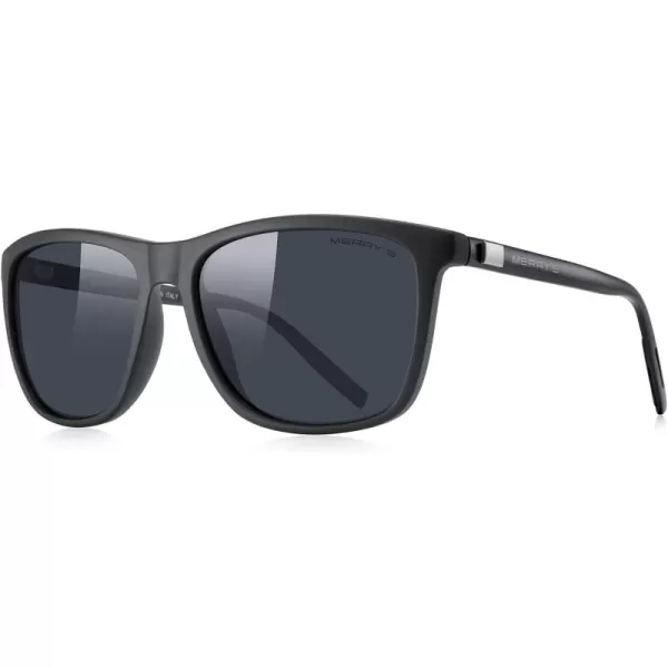 MERRYS Unisex Polarized Aluminum Sunglasses Vintage Sun Glasses For MenWomen S8286Rubber Black FrameBlack LensBlack Temples