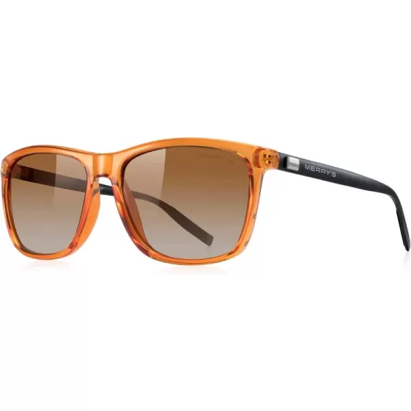MERRYS Unisex Polarized Aluminum Sunglasses Vintage Sun Glasses For MenWomen S8286Tra Orange FrameBrown Gradient LensBlack Temples