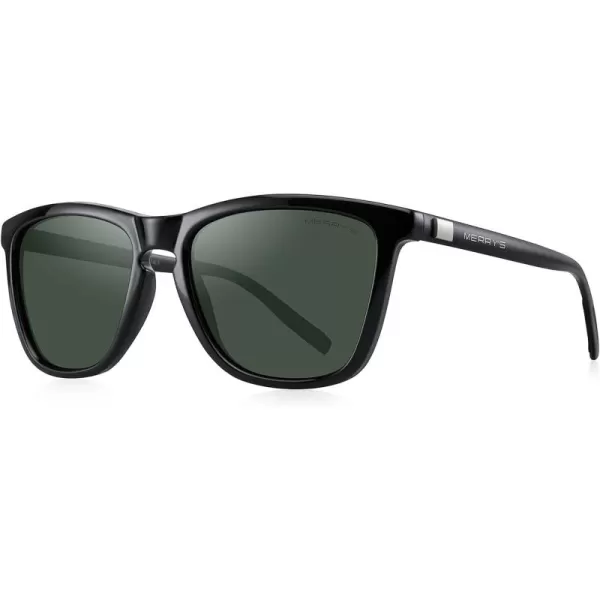 MERRYS Unisex Polarized Sunglasses for Women Men Classic Retro Designer Style Aluminum LegsBlack FrameG15 LensBlack Temples