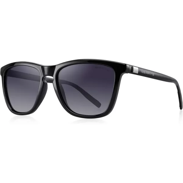 MERRYS Unisex Polarized Sunglasses for Women Men Classic Retro Designer Style Aluminum LegsBlack FrameGray Gradient LensBlack Temples