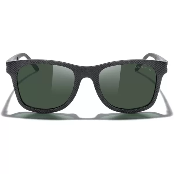 MERRYS Unisex Polarized Sunglasses for lovers Lightweight TR90 Frame Square Sun Glasses for MenWomenBlack FrameG15 LensGreen Temples