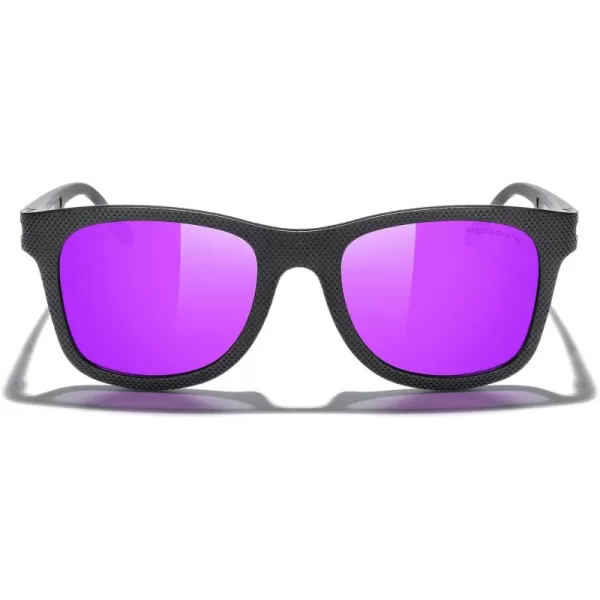 MERRYS Unisex Polarized Sunglasses for lovers Lightweight TR90 Frame Square Sun Glasses for MenWomenBlack FramePurple Mirror LensPurple Temples
