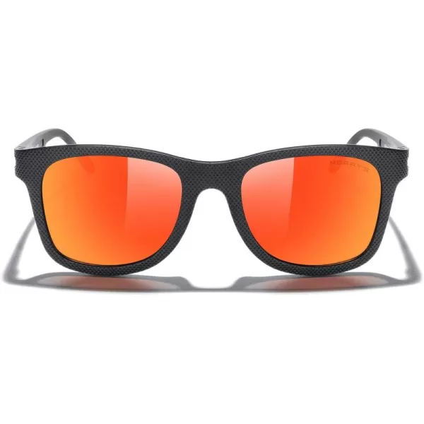 MERRYS Unisex Polarized Sunglasses for lovers Lightweight TR90 Frame Square Sun Glasses for MenWomenBlack FrameRed Mirror Lens