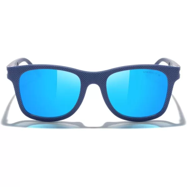 MERRYS Unisex Polarized Sunglasses for lovers Lightweight TR90 Frame Square Sun Glasses for MenWomenBlue FrameBlue Mirror Lens